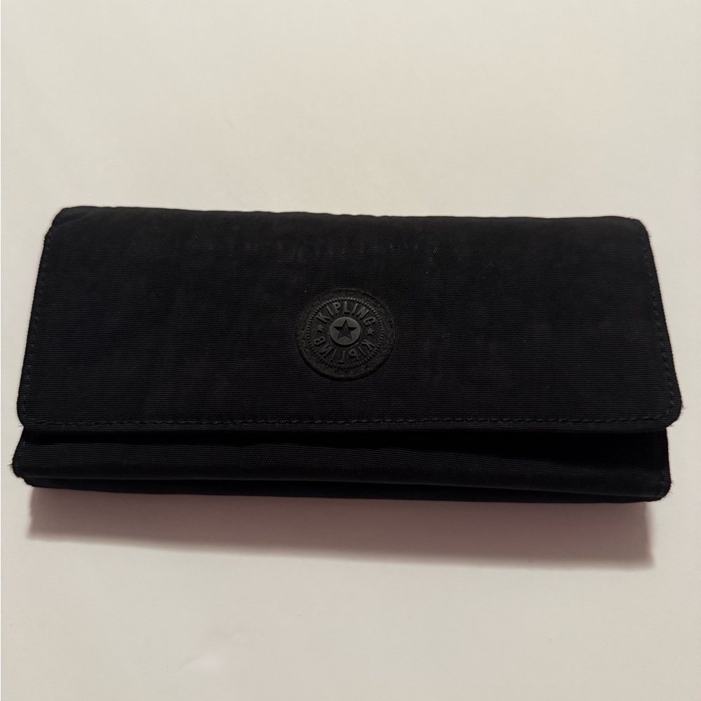 Kipling Black Fold Wallet with Logo Patch